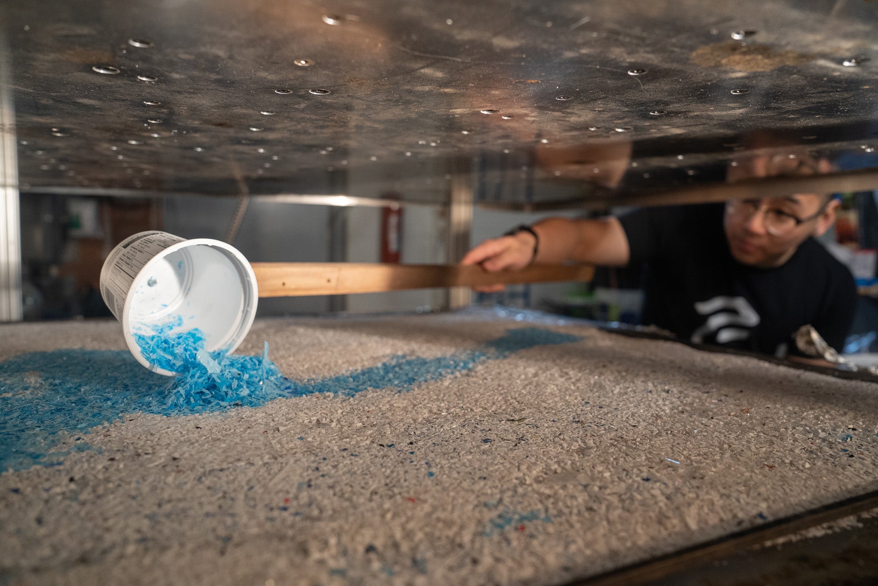 Once sorted by type and colour then shredded down into flakes